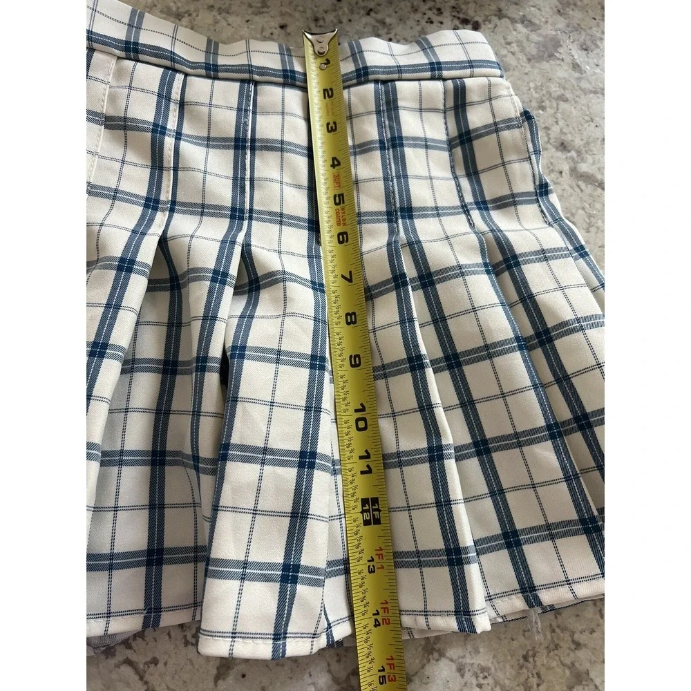 Princess Polly Blue White Plaid Pleated School Girl Lona Mini Skirt NWT XS/S - Picture 2 of 6